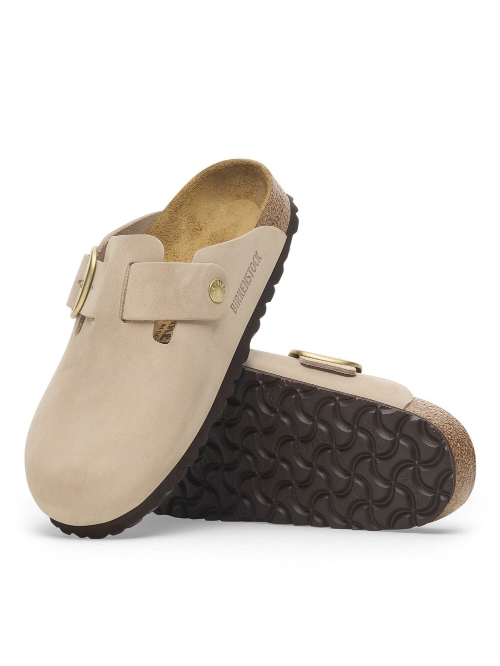 NWT Birkenstock Boston Big Buckle Leather Clogs Sandcastle 38/7-7.5